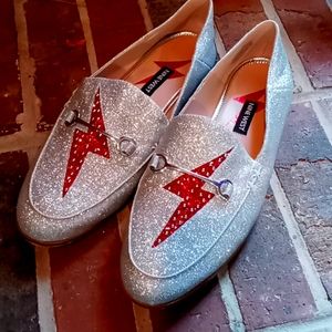 Nine West Wild Girls silver loafers
